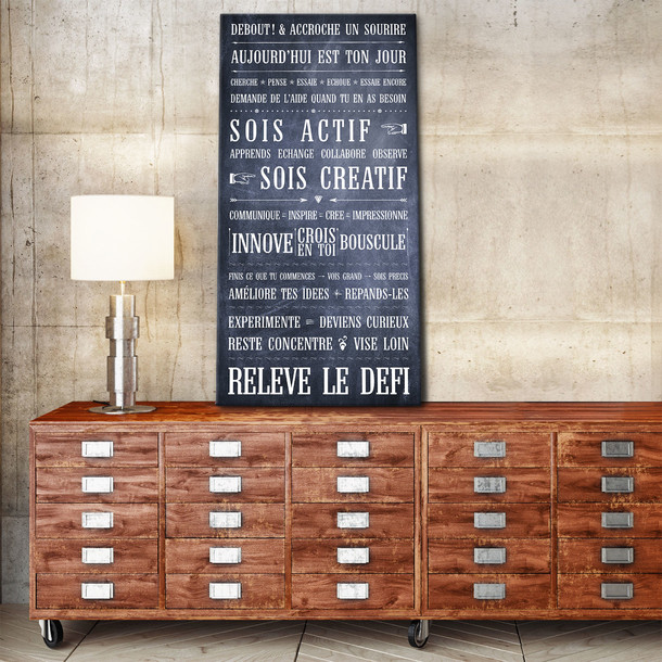 Relève le Défi! Tableau canvas décoratif - fond effet chalk, Mes Mots Déco