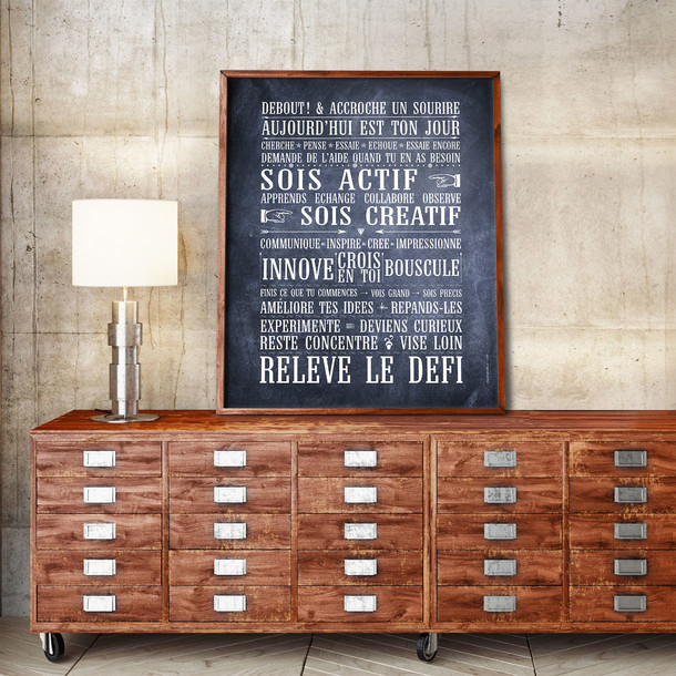Relève le Défi, fond chalkboard, affiche à encadrer, Mes Mots Déco