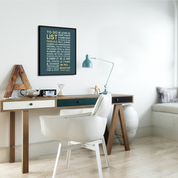 To Do List de la famille, fond bleu pétrole, affiche à encadrer, Mes Mots Déco