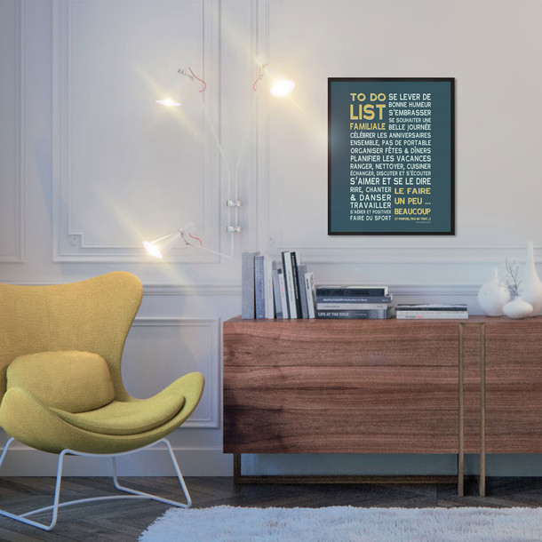 To Do List de la famille, fond bleu pétrole, affiche à encadrer, Mes Mots Déco