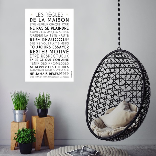 Les Règles de la Maison, fond blanc, sticker mural, Mes Mots Déco