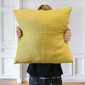 Coussin en lin lavé, teinte Curry, uni, Mes Mots Déco