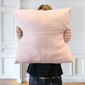 Coussin en lin lavé, teinte Rose poudré, uni, Mes Mots Déco