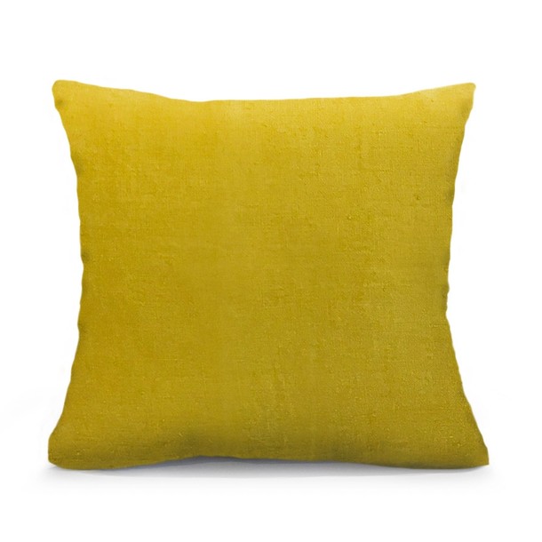 Coussin en lin lavé, teinte Curry, uni, Mes Mots Déco