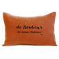 Coussin citation "de Bonheur, de Bonne Humeur", Paprika - velours noir, Mes Mots Déco