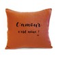 Coussin citation "L'amour", Paprika - velours noir, Mes Mots Déco