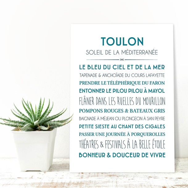 Carte décorative "Toulon", Mes Mots Déco