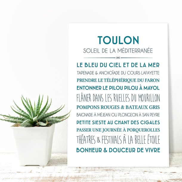 Affiche et Carte déco ville de Toulon, Mes Mots Déco