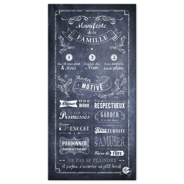 Manifeste de la Famille, fond Chalkboard, tableau décoratif, Mes Mots Déco