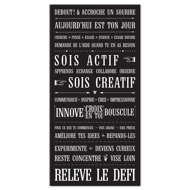 Relève le Défi, fond noir, tableau canvas décoratif, Mes Mots Déco