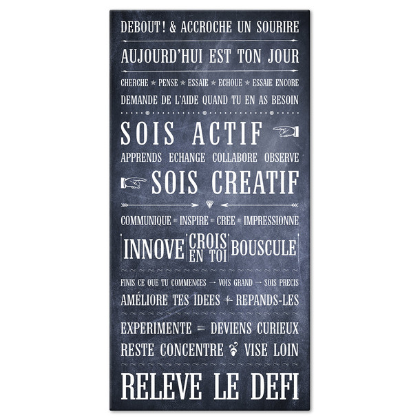 Relève le Défi! Tableau canvas décoratif - fond effet chalk, Mes Mots Déco