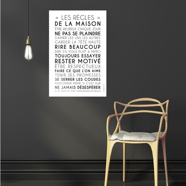Les Règles de la Maison, fond blanc, sticker mural, Mes Mots Déco