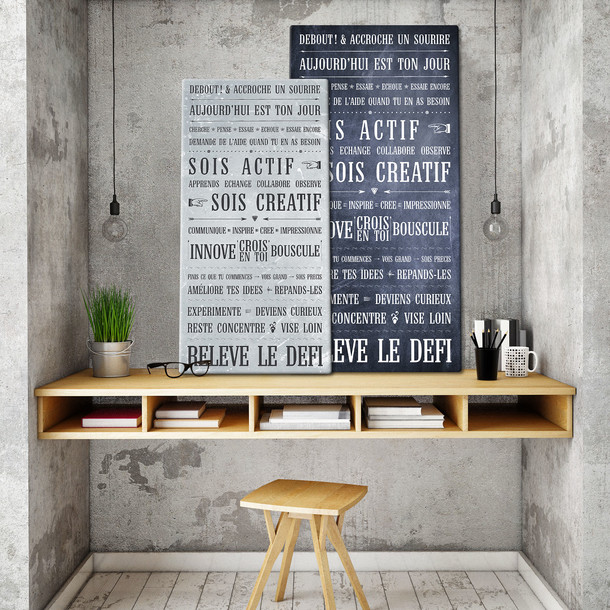 Relève le Défi! Tableau canvas décoratif - fond effet chalk, Mes Mots Déco