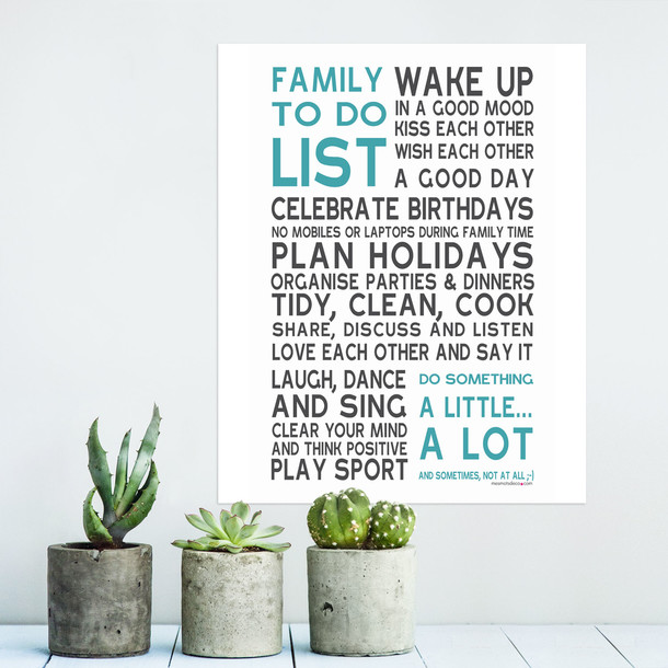 To Do List Familiar, fond blanc, affiche à encadrer, version anglaise, Mes Mots Déco