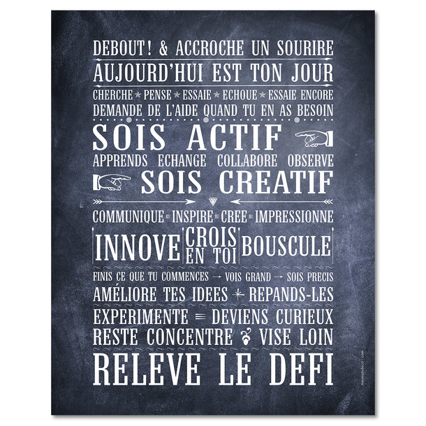 Relève le Défi, fond chalkboard, affiche à encadrer, Mes Mots Déco