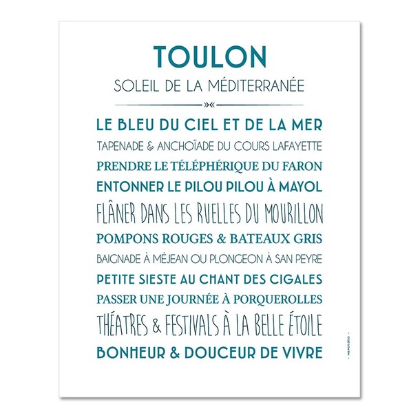 Affiche et Carte déco ville de Toulon, Mes Mots Déco