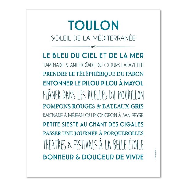 Carte décorative "Toulon", Mes Mots Déco